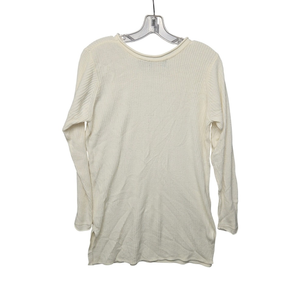 2 pk  Ideology /Stefano Basics Womens Ribbed Knit Long Sleeve top Cream Sm Crew